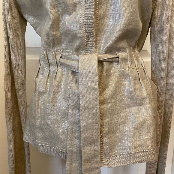 Alfredo Dominguez linen/ wool belted cardigan, L - Picture 6 of 11